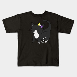 Nonbinary Pride Tuxedo Kitty Kids T-Shirt